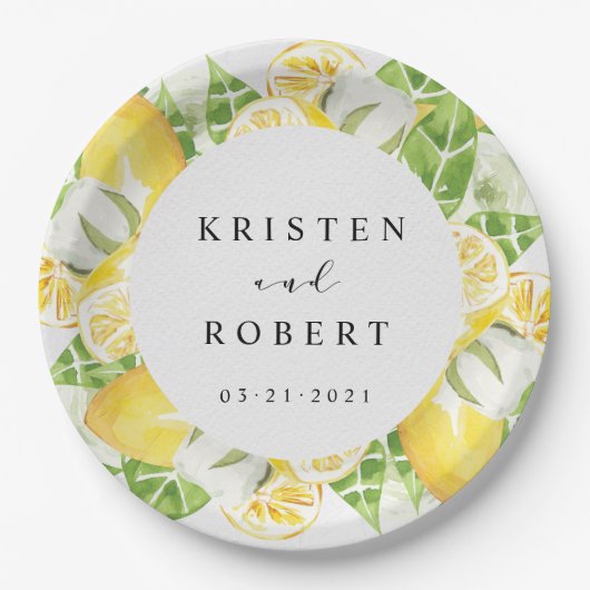 Citroenboom Tuin Bloemen Bruiloft Papier Bord (Voorkant)