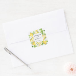 Citroenboom Tuin Bloemen Bruiloft Vierkante Sticke Sticker