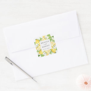 Citroenboom Tuin Bloemen Bruiloft Vierkante Sticke Sticker
