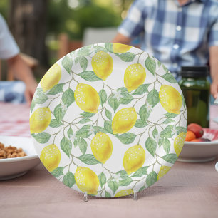 Citroenboom Waterverf Fresh Yellow Citrus Picnic Papieren Bordje