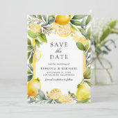 Citroenboomgaard Citrus Bruiloft Save The Date (Staand voorkant)