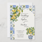 Citroenboomgaard rustieke mediterrane boog bruilof kaart (Voorkant)