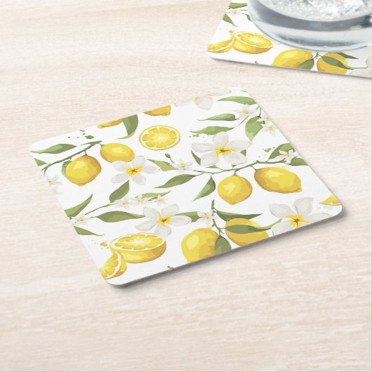  citroenboompatroon kartonnen onderzetters (Schuin)