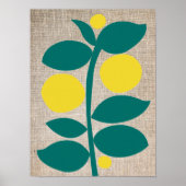 Citroenboomtak Geel Groen Abstract Poster (Voorkant)