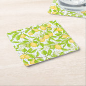 Citroenboomtak: Gestreept naadloos patroon Kartonnen Onderzetters (Schuin)