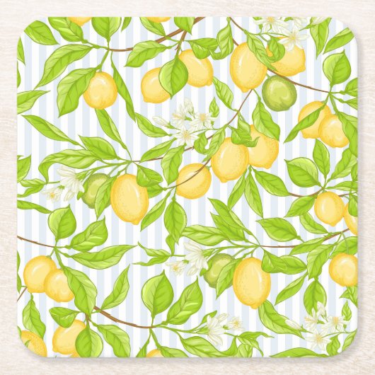 Citroenboomtak: Gestreept naadloos patroon Kartonnen Onderzetters (Voorkant)