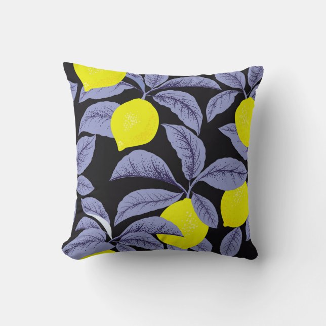 Citroencitrus, botanisch  ontwerp. kussen (Voorkant)