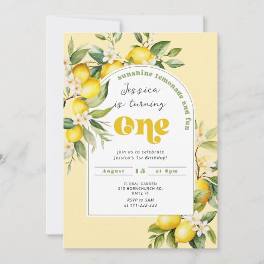 Citroencitrus Mediterraan 1e verjaardag Kaart (Voorkant)