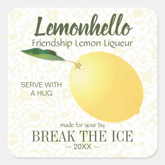 Citroencitrusvruchten hallo | Vriendschap Vierkante Sticker (Voorkant)