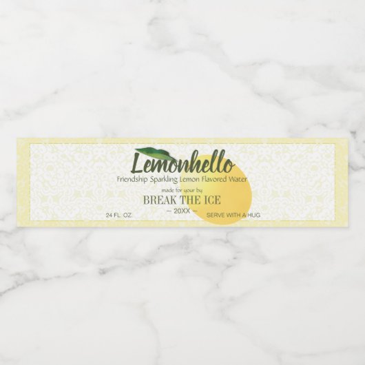 Citroencitrusvruchten hallo | Vriendschap Waterfles Etiket (Enkel label)