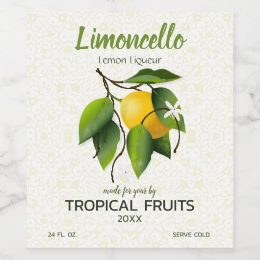Citroencitrusvruchten | Limoncello Wijn Etiket (Enkel label)