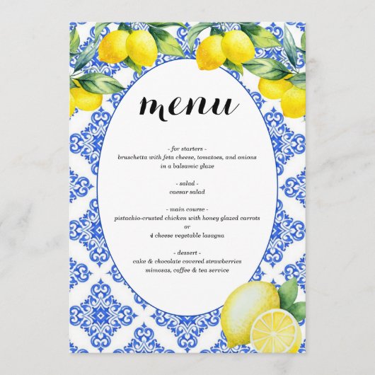 Citroendouche Menu (Voorkant)