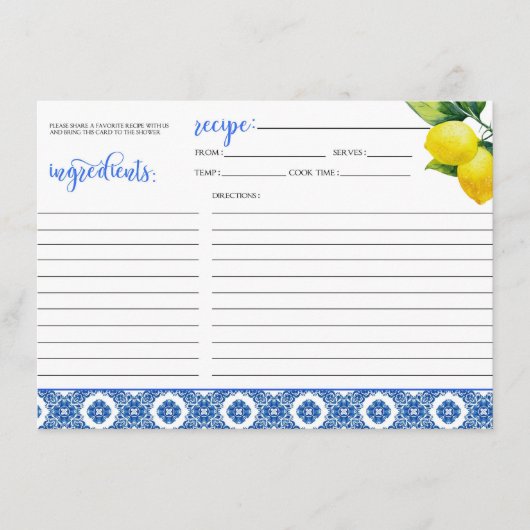 Citroendoucherecept Kaart (Voorkant)