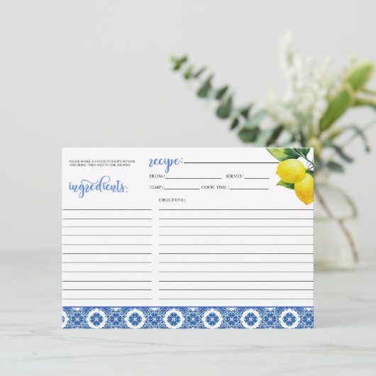Citroendoucherecept Kaart (Staand voorkant)