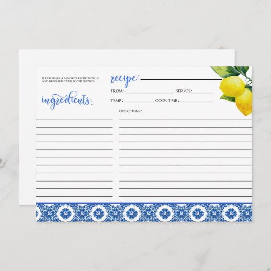 Citroendoucherecept Kaart (Voorkant / Achterkant)