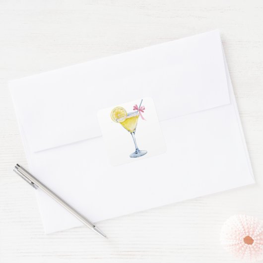 Citroendruppelcocktail Vierkante Sticker (Envelop)