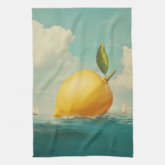 Citroeneiland in dromerige wateren theedoek (Verticaal)