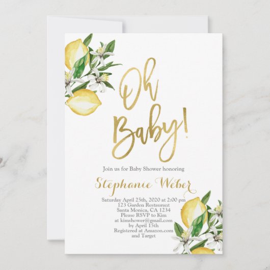 Citroenen Baby shower Kaart (Voorkant)