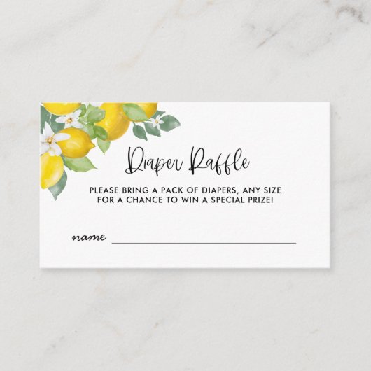 Citroenen Baby Shower Luiers Raffel Tickets Informatiekaartje (Voorkant)