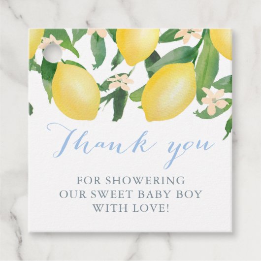 Citroenen Baby shower voor lieve baby boy Bedankjes Labels (Voorkant)