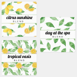 Citroenen & bladeren Etherische olie Roller Flesse Labels