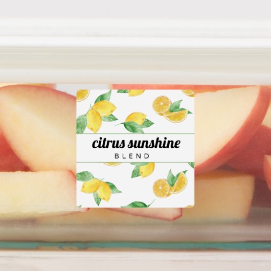 Citroenen & bladeren Etherische olie Roller Flesse Labels (Aangebracht)