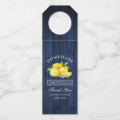 Citroenen Blauw Hout Limoncello Bedankt Flessenhanger (Voorkant)