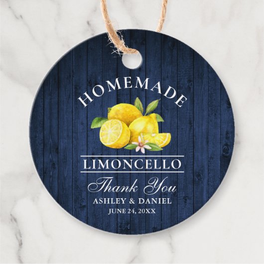 Citroenen Blauw Hout Limoncello Dank u Twine Label (Voorkant)