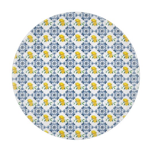 Citroenen & Blauw Marokkaans Tegel Patroon Snijplank (Voorkant)