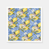 Citroenen & Blauw Mediterraan Tegel Trouw Bruiloft Servet (Voorkant)