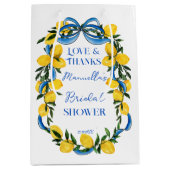 Citroenen blauw strikje lint vrijgezellenfeest gun medium cadeauzakje (Voorkant)