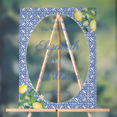 Citroenen blauw tegels bruiloft welkom teken 3 acryl bord (Neutraal)