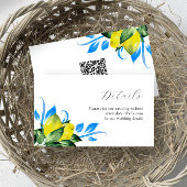 Citroenen Blauwe en Gele Botanische Huwelijksbijla Informatiekaartje