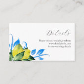 Citroenen Blauwe en Gele Botanische Huwelijksbijla Informatiekaartje (Voorkant)