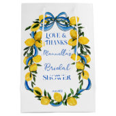 Citroenen blauwe lint bruiloftsfeest cadeautje medium cadeauzakje (Achterkant)