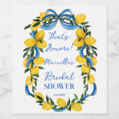 Citroenen blauwe lint bruiloftsfeest gemerkt wijn etiket (Enkel label)