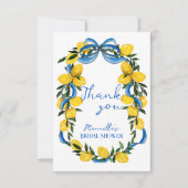 Citroenen blauwe lint Italiaans bruidsdiner Bedankkaart (Voorkant)