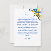 Citroenen blauwe lint Italiaans bruidsdiner Bedankkaart (Achterkant)