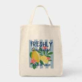 Citroenen Blauwe Strepen Net Afgestudeerd Tote Bag
