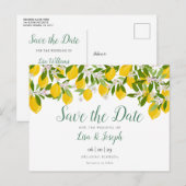 Citroenen Bloeien Elegante Script Bewaar de Datum Briefkaart (Voorkant / Achterkant)