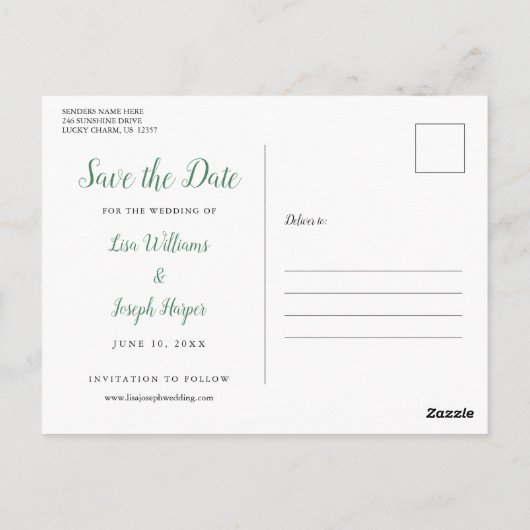 Citroenen Bloeien Elegante Script Bewaar de Datum Briefkaart (Achterkant)