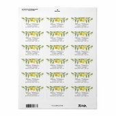 Citroenen Bloeiend Groen  Aquarel  Elegant Chic Etiket (Full Sheet)