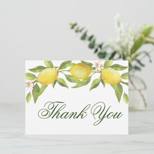 Citroenen Bloeiende Groen Aquarel Bedankkaart (Staand voorkant)