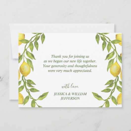 Citroenen Bloeiende Groen Aquarel Bedankkaart (Achterkant)