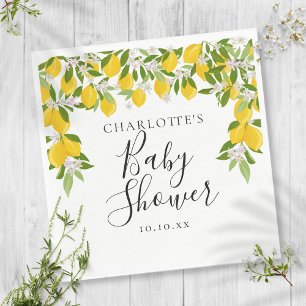 Citroenen Bloeiende Groene Baby Shower Servet