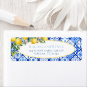 Citroenen Bloem Italiaans Blauw Tegel Retouradres Etiket (Insitu)