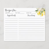 Citroenen Bloemen Boomtak Botanische Recept Kaart (Voorkant)