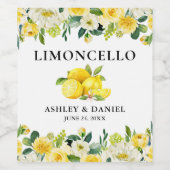 Citroenen Bloemen Limoncello Bruiloft Fles Label Wijn Etiket (Enkel label)