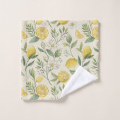 Citroenen & Bloemen Patroon Badhanddoek Set Bad Handdoek (Wasdoekje)