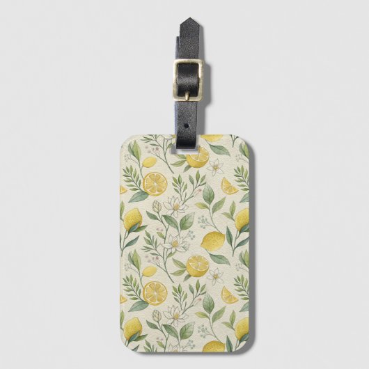 Citroenen & Bloemen Patroon Bagagelabel (Voorkant (verticaal))